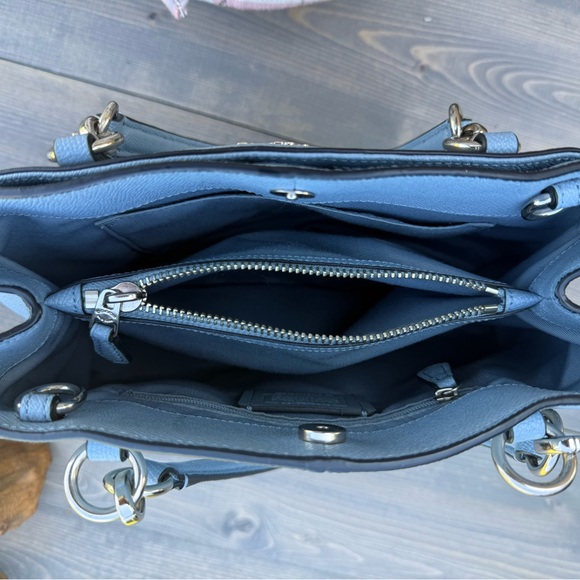 Coach Light Blue Leather Tote - Picture 8 of 10